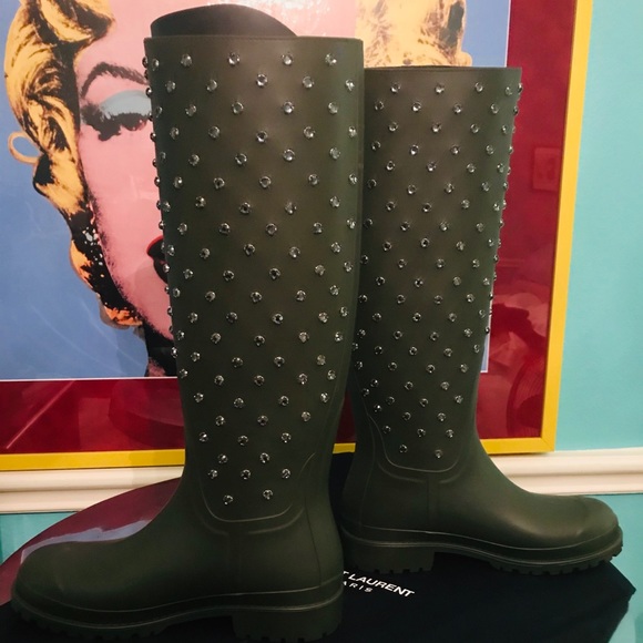 Saint Laurent crystal studded rain boots - Picture 2 of 8